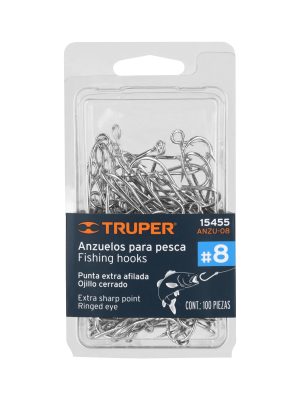 15455 - Blíster con 100 anzuelos para pesca # 8, Truper