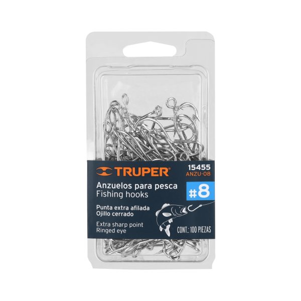 15455 - Blíster con 100 anzuelos para pesca # 8, Truper