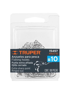 15457 - Blíster con 100 anzuelos para pesca # 10, Truper
