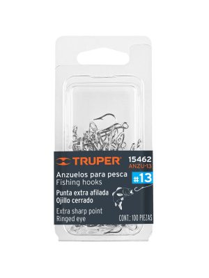 15462 - Blíster con 100 anzuelos para pesca # 13, Truper