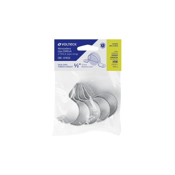 44464 - Bolsa c/10 abrazaderas tipo omega 1/2' p/tubo pared gruesa