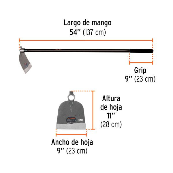 19983 - Azadón oreja y martillo No. 2 de 2.8 lb, mango de fibra 54'