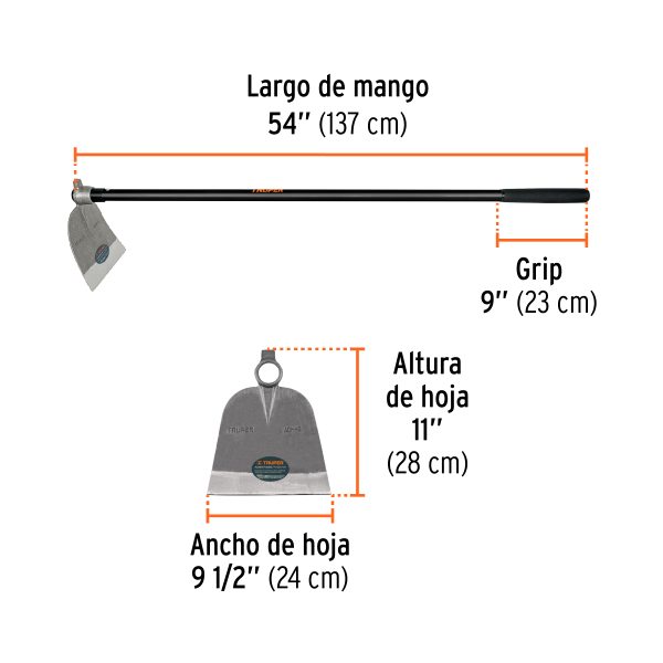 19984 - Azadón oreja y martillo No. 3 de 3.3 lb, mango de fibra 54'
