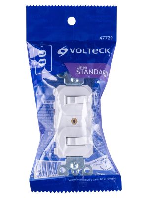 47729 - Interruptor dúplex de palanca, Standard, blanco, Volteck
