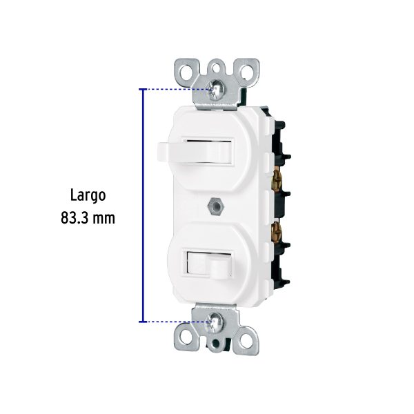 47729 - Interruptor dúplex de palanca, Standard, blanco, Volteck