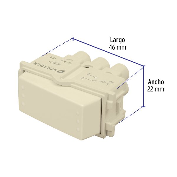 48083 - Interruptor de 3 vías, línea Italiana, color marfil, Volteck