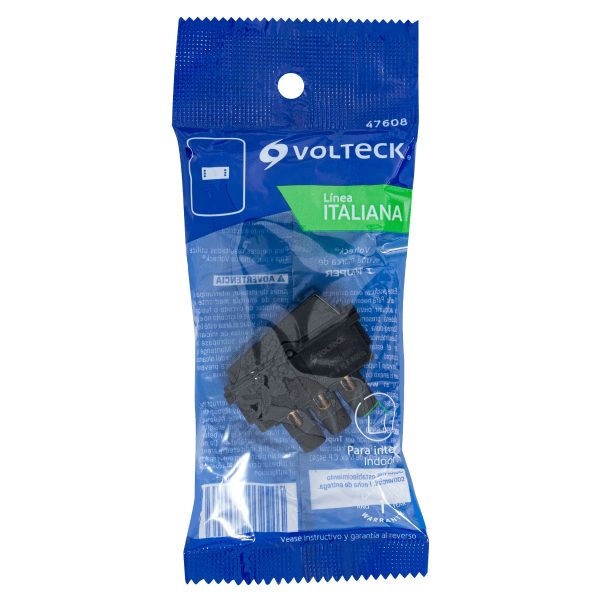 47608 - Interruptor de 3 vías, línea Italiana, color negro, Volteck