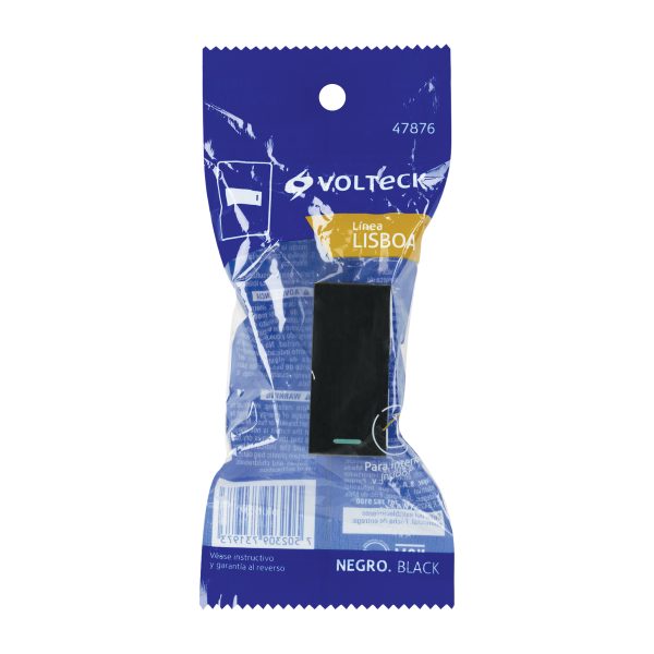 47876 - Interruptor de 3 vías negro de 1 módulo, línea Lisboa