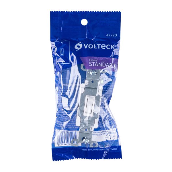 47720 - Interruptor vertical de palanca, 3 vías, Standard, blanco