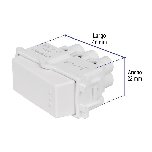 48132 - Interruptor sencillo, línea Italiana, color blanco, Volteck