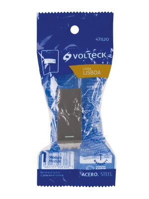 47820 - Interruptor sencillo acero inox de 1 módulo, línea Lisboa