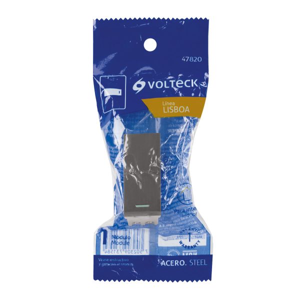 47820 - Interruptor sencillo acero inox de 1 módulo, línea Lisboa