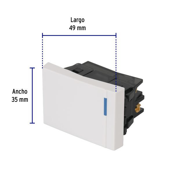 47049 - Interruptor de 3 vías, 1.5 módulos, línea Española, blanco