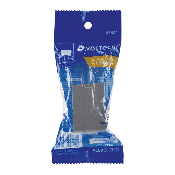 47824 - Interruptor 3 vías acero inox de 1.5 módulos, línea Lisboa