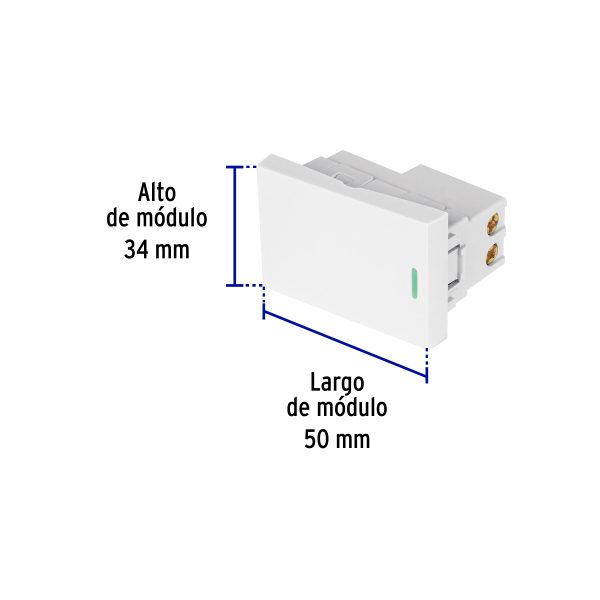 47944 - Interruptor de 3 vías blanco de 1.5 módulos, línea Lisboa