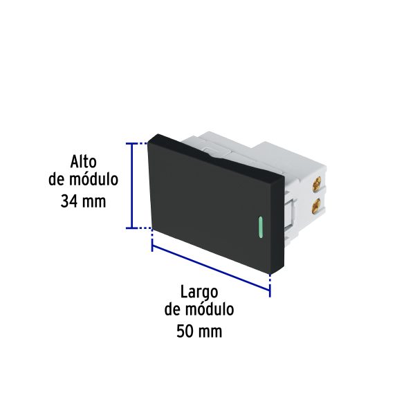 47877 - Interruptor de 3 vías negro de 1.5 módulos, línea Lisboa