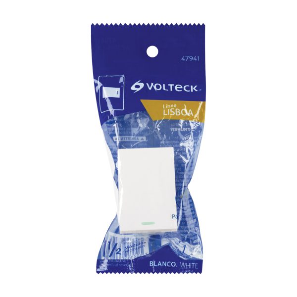 47941 - Interruptor sencillo blanco de 1.5 módulos, línea Lisboa