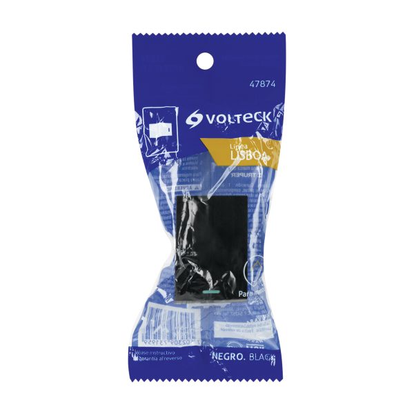 47874 - Interruptor sencillo negro de 1.5 módulos, línea Lisboa