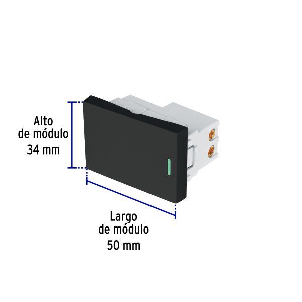 47874 - Interruptor sencillo negro de 1.5 módulos, línea Lisboa