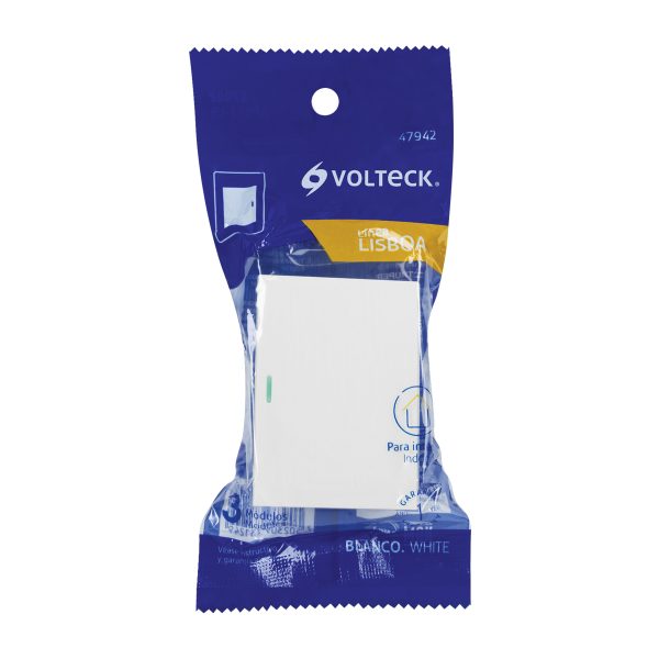 47942 - Interruptor sencillo blanco de 3 módulos, línea Lisboa