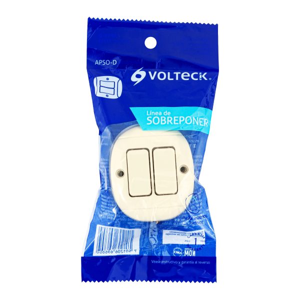 47355 - Interruptor de sobreponer dúplex, Volteck