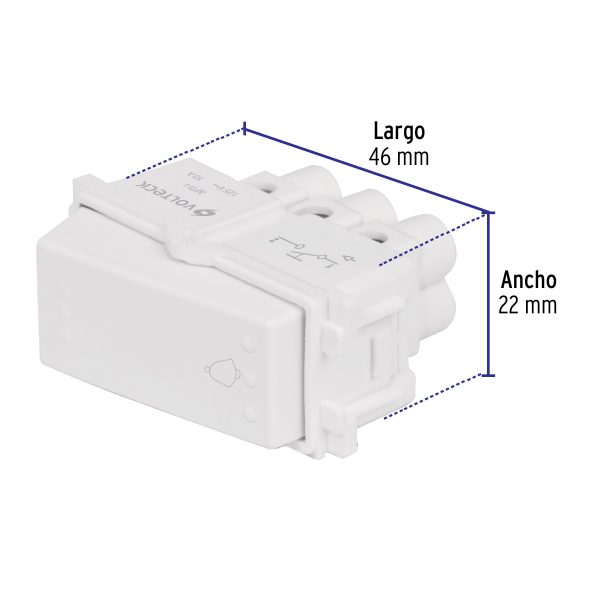 48139 - Interruptor para timbre, línea Italiana, color blanco