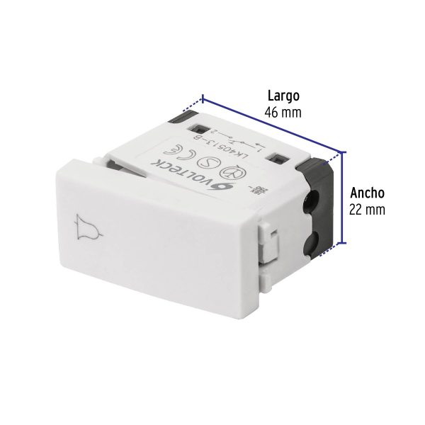 48323 - Interruptor para timbre, línea Oslo, color blanco, Volteck