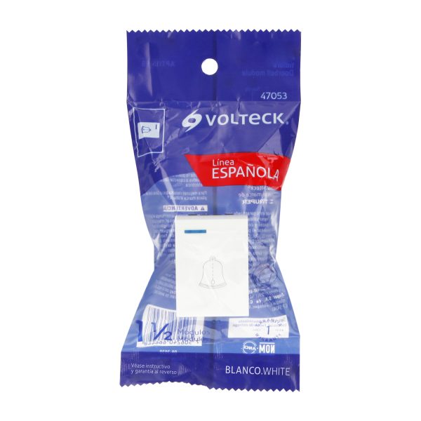 47053 - Interruptor para timbre, 1.5 módulos, línea Española, blanco