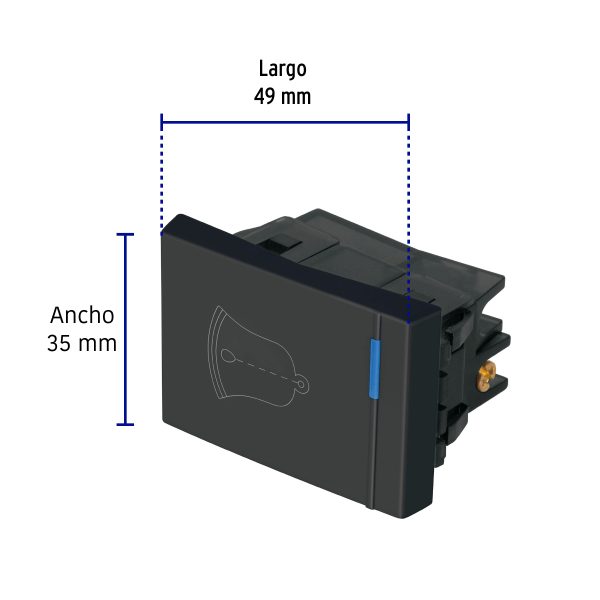 47993 - Interruptor para timbre, 1.5 módulos, línea Española, negro