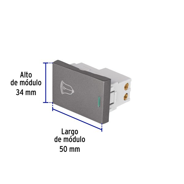 47826 - Interruptor timbre acero inox de 1.5 módulos, línea Lisboa