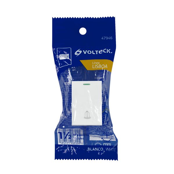 47946 - Interruptor para timbre blanco de 1.5 módulos, línea Lisboa