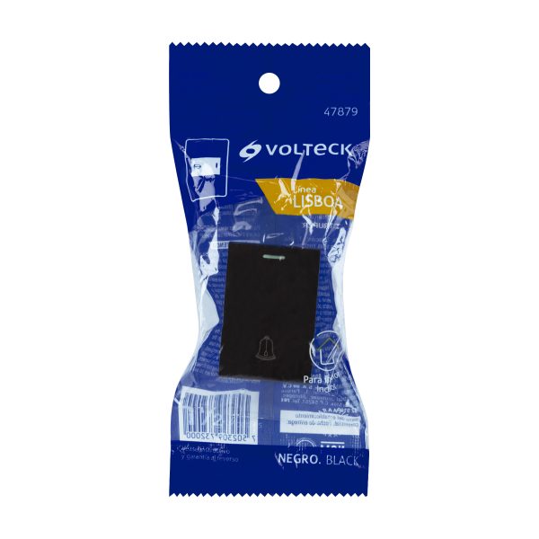 47879 - Interruptor para timbre negro de 1.5 módulos, línea Lisboa