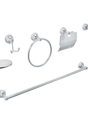 48340 - Juego de 6 acc. p/baño cromo chapetón redondo chico, Aqua