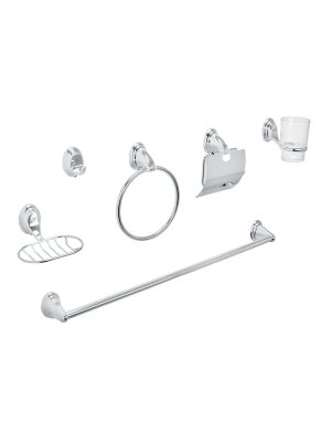 48341 - Juego de 6 accesorios p/baño cromo chapetón ovalado, Aqua