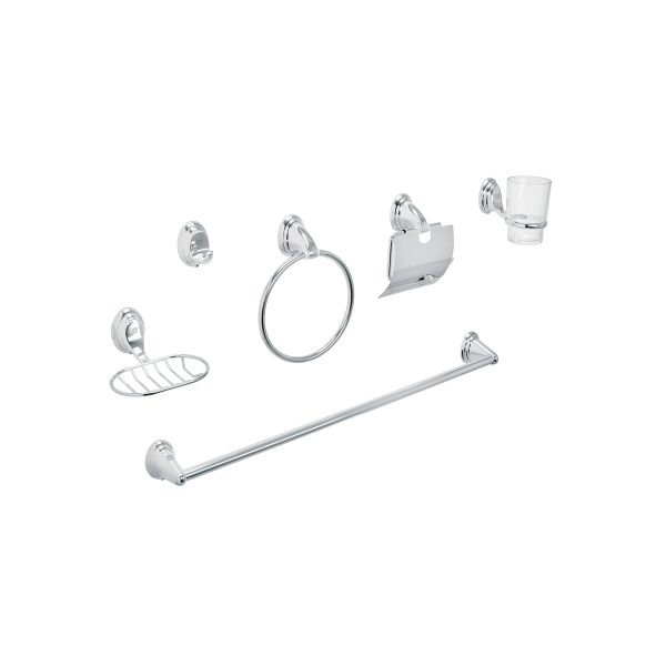 48341 - Juego de 6 accesorios p/baño cromo chapetón ovalado, Aqua