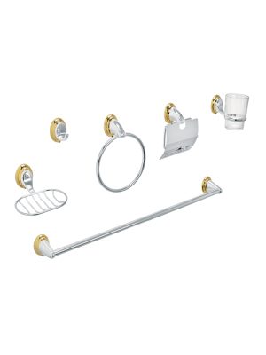 48344 - Juego de 6 acc. p/baño cromo-oro chapetón ovalado, Aqua