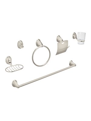 49162 - Juego de 6 accesorios p/baño satín chapetón ovalado, Aqua