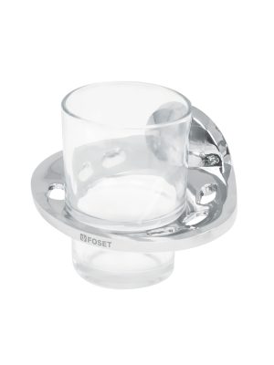 49398 - Portavaso cepillero metálico con vaso de vidrio, Foset Aqua