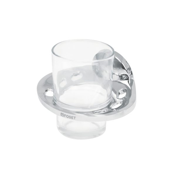 49398 - Portavaso cepillero metálico con vaso de vidrio, Foset Aqua
