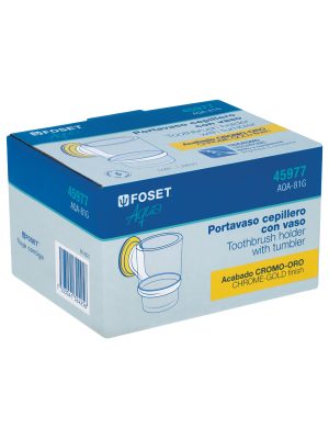 AQA-81GE1.jpg 45977 - Portavaso cepillero cromo-oro con vaso de vidrio, Foset Aqua
