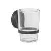 45979 - Portavaso cepillero negro con vaso de vidrio, Foset Aqua