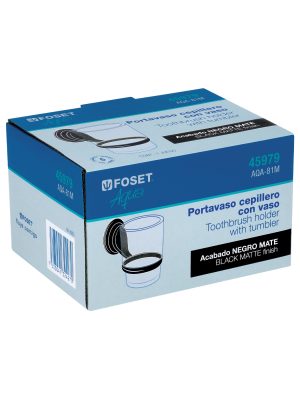 AQA-81ME1.jpg 45979 - Portavaso cepillero negro con vaso de vidrio, Foset Aqua