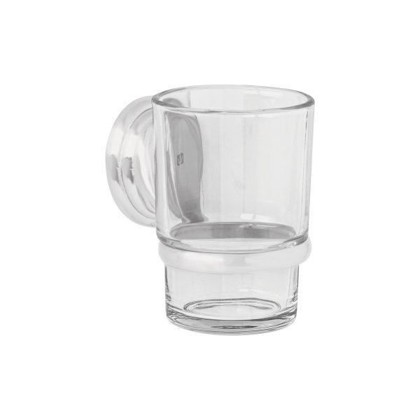 45978 - Portavaso cepillero satín con vaso de vidrio, Foset Aqua