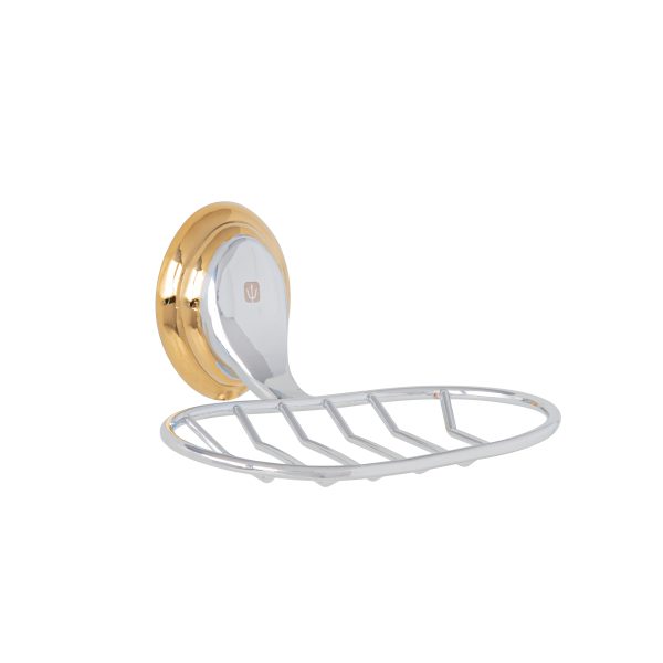 45989 - Jabonera metálica cromo-oro, Foset Aqua