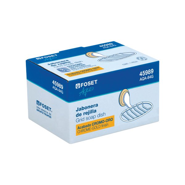 45989 - Jabonera metálica cromo-oro, Foset Aqua