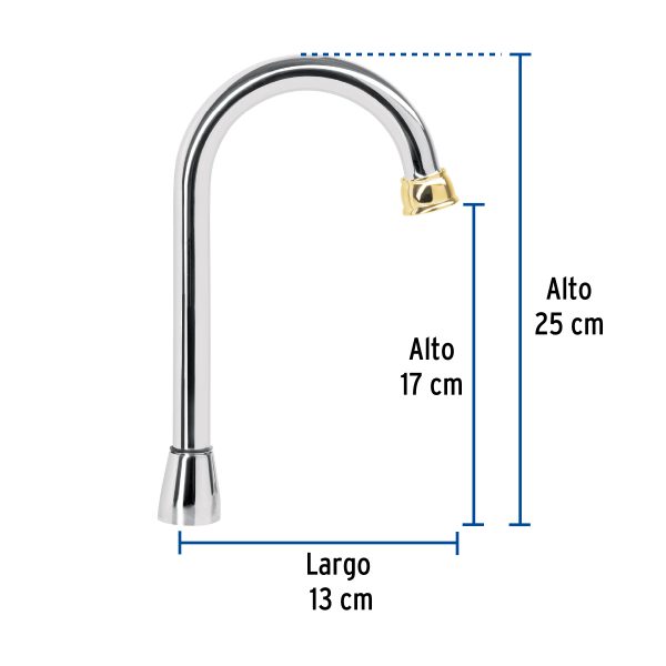 46723 - Cuello tipo bar para mezcladora de lavabo, cromo-oro, Aqua
