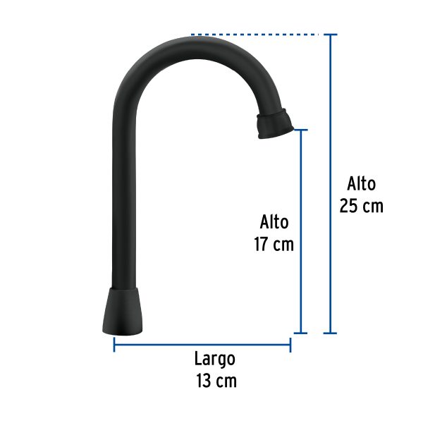 46725 - Cuello tipo bar para mezcladora de lavabo, negro mate, Aqua