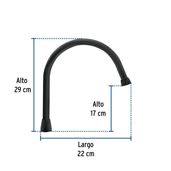 46727 - Cuello largo para mezcladora de fregadero, negro mate, Aqua