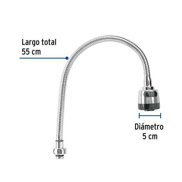 49821 - Cuello flexible para mezcladora de fregadero, cromo, Aqua