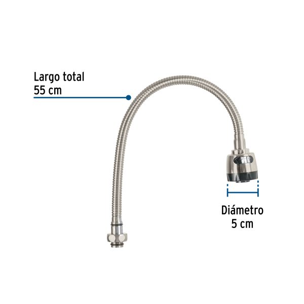 45885 - Cuello flexible para mezcladora de fregadero, satín, AQUA